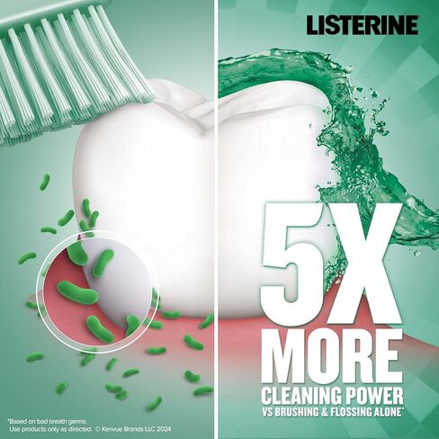 Listerine Freshburst Antiseptic Mouthwash for Bad Breath, Kills 99.9% of Bad Breath Germs & Fights Plaque & Gingivitis, ADA Accepted Mouthwash, Spearmint, Convenience Pack, 1 L, 2 Pack in Saudi Arabia