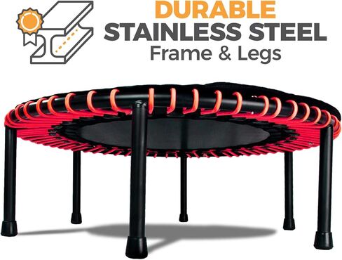 Leaps and Rebounds Trampoline للبالغين والأطفال - Rebounder مع مقاطع فيديو للتمرين عبر الإنترنت - للألعاب الخارجية واللياقة البدنية والأنشطة الترفيهية - معدات تمارين القلب الآمنة والهادئة والمتينة in Kuwait