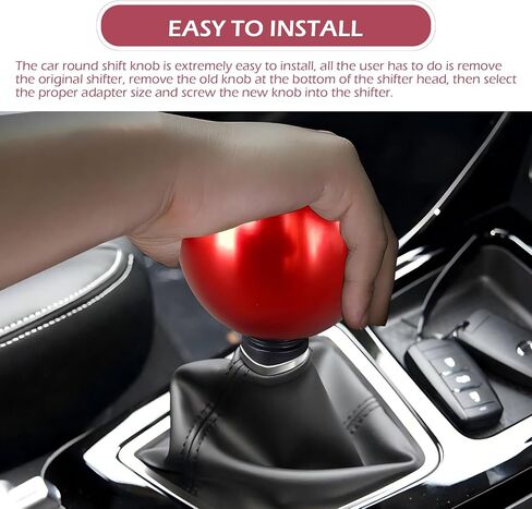 Ball Shift Head, Manual Transmission Metal Gear Shift Knob, 5-Speed Gear Lever with 3 Adapters, Universal for Most Cars (Red) in Kuwait