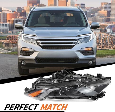 Driver Side Halogen Headlight w/DRL Compatible with 2016-2020 Pilot 2017-2020 Ridgeline Headlamp 33150TG7A12 HO2502167 (Left) in Saudi Arabia