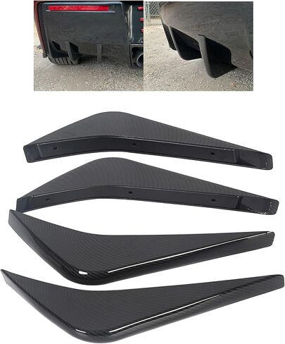 Rear Bumper Lower Air Diffuser Fins Valance Kit Compatible with 2014-2019 Corvette C7 Carbon Fiber Painted (ABS Material) in Saudi Arabia