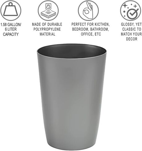 Hold N' Storage Small Open-Top Trash Can – Ideal for Kitchen, Office, Dorm, Bathroom – Compact Waste Bin for Tight Spaces – Perfect Bathroom Trash Bin – 10.5" x 7.5", White - Pack of 2 in Saudi Arabia