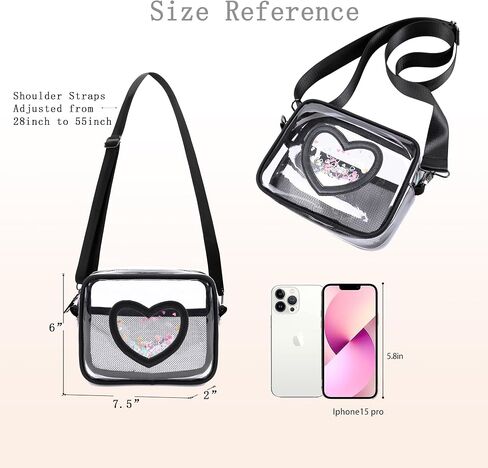 Clear Cross body Bag for Women Girls Stadium Approved Kids Purse Heart Shaped Toddlers Wallet Small Box Coin Pouch in Kuwait