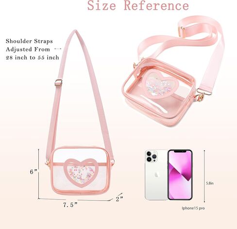 Clear Cross body Bag for Women Girls Stadium Approved Kids Purse Heart Shaped Toddlers Wallet Small Box Coin Pouch in Kuwait