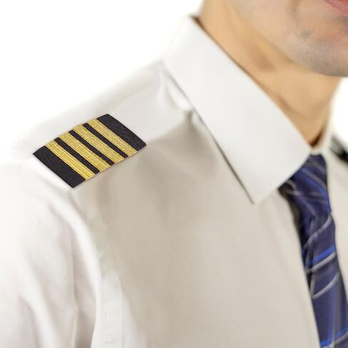 MAYJOYDIY 2 Pairs Pilot Uniform Epaulets Captain Shoulder Boards Insignia Sliders 3.27 x 1.96inch Epaulette Sliders with Four Gold Stripes for Cosplay Party Performance, Collections and Gifts in Saudi Arabia