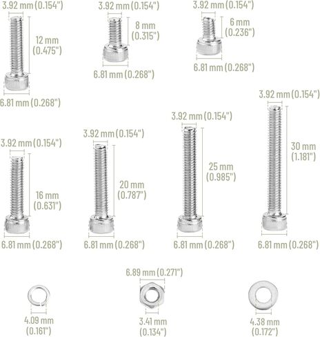 Mr. Pen- Nuts and Bolts Assortment Kit, 810 pcs, Stainless Steel, M3 M4 M5 M6 Button Head Socket Cap Screws Assorted Nuts and Bolts, Nut Bolt and Washer Assortment, Bolt and Nut Assortment in Saudi Arabia
