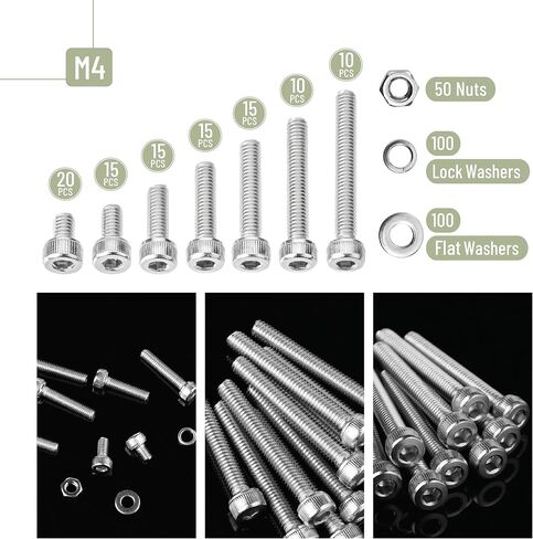 Mr. Pen- Nuts and Bolts Assortment Kit, 810 pcs, Stainless Steel, M3 M4 M5 M6 Button Head Socket Cap Screws Assorted Nuts and Bolts, Nut Bolt and Washer Assortment, Bolt and Nut Assortment in Saudi Arabia