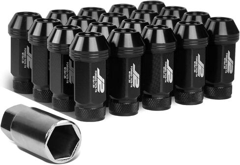 J2 Engineering 20Pcs M12 x 1.25 7075-T6 Aluminum 50mm Open-End Lug Nut w/Socket Adapter (Red) in Saudi Arabia