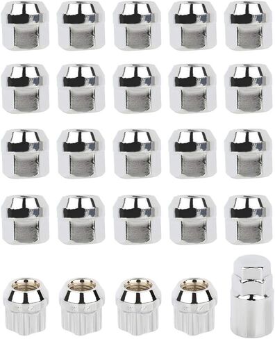Scitoo 20pcs 12x1.5 Wheel Lug Nuts المفتوحة المصوّرات Lug Lug + 1 مقبس مفتاح ملاءمة لـ Cadillac for Chevrolet for Dodge for GMC for Honda for Oldsmobile for Toyota Oem Factory Chrome in Saudi Arabia