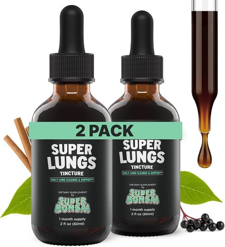 Super Lungs Mullein Drops – Herbal Lung Support Tincture with Mullein Leaf Extract Elderberry Reishi Marshmallow Root – Supports Clear Breathing & Wellness – 2 oz in Saudi Arabia