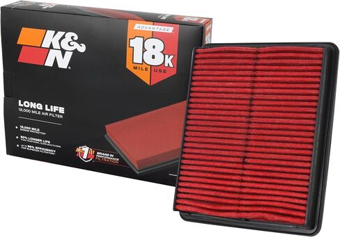 K&N Engine Filter: Long Life Life 18000 Mile Air Filter: متوافق مع 2009-2017 Hyundai/Kia (Azera ، I45 ، Sonata ، Hybrid ، IX35 ، Santa Fe ، K7 ، K5 ، Optima ، Sorento ، Sportage R) ، Kna-2448 in Kuwait