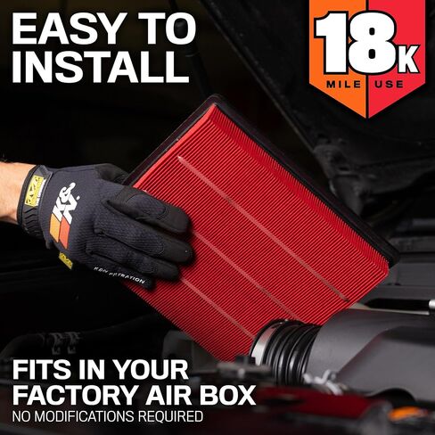 K&N Engine Filter: Long Life Life 18000 Mile Air Filter: متوافق مع 2009-2017 Hyundai/Kia (Azera ، I45 ، Sonata ، Hybrid ، IX35 ، Santa Fe ، K7 ، K5 ، Optima ، Sorento ، Sportage R) ، Kna-2448 in Kuwait