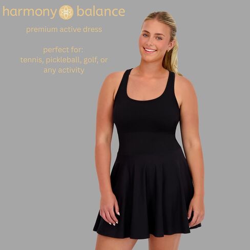 Harmony & Balance Sleeveless Athletic Tennis Dress for Women with Built-in Shorts, Removable Bra Cups, Golf, Pickeball Dress in Saudi Arabia