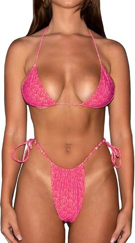 Women Halter String Bikini Flame مطبوعة من قطعتين مثلث ملابس السباحة مجموعات السباغيتي in Kuwait