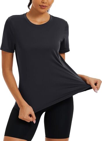 Women's Short Sleeve Shirts Workout Tops UPF 50+ Sun Protection Tee Quick Dry Athletic Rash Guard T-Shirt in Kuwait