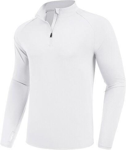 PINSPARK UV Long Sleeve Shirt for Men Quarter Zip Pullover Lightweight Rash Guard Quick Dry Athletic Workout Shirts in Kuwait