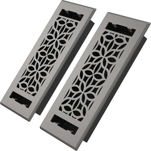 Floor Register 4x10 Vent Cover – 8 Pack – Heavy-Duty Steel, Rustproof & Walkable Grates, Easy Drop-in Install, Adjustable Air Supply Switch - Decorative Straight Line Design, Textured Black in Kuwait