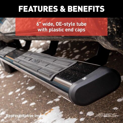 Aries 4445002 6 × 75 بوصة بيضاوية البيضاوي ألومنيوم NERF ، حدد شيفروليه سيلفرادو ، تاهو ، GMC Sierra ، Yukon in Saudi Arabia