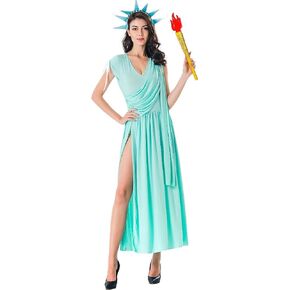 Lady Liberty Costume Statue of Liberty Dress with Crown and Torch Adult in Saudi Arabia