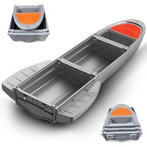 Fishing Kayak Dinghy Boat, B1 Boat Float Folding Kayak with 3 Modular Kayak and 2 Pontoon, Grey Small Fishing Row Boat Built in Storage and Fish Tank for 2-4 Person Kayak in Saudi Arabia