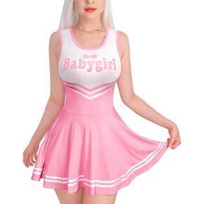 Littleforbig Women Sleeveless Overall Babygirl Cheer Bodycon Mini Dress Skirt in Saudi Arabia