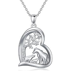 925 Sterling Silver Highland Cow/Mama bear/Mermaid/Cow/Elephant/Penguin/Sloth/Giraffe Necklace Animal Pendant Necklace Animal Jewelry Gifts for Women in Kuwait