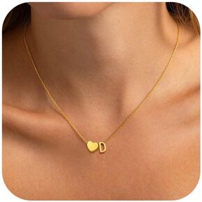 Heart Initial Necklaces for Women Girls, 18K Gold Plated A-Z Initial Necklace Tiny Heart Necklace Dainty Gold Initial Necklaces for Women Trendy Jewelry Gifts for Teen Girls in Kuwait