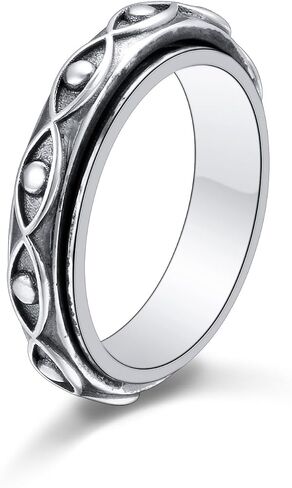Sterling Silver Anxiety ring for Women Men Fidget Ring Spinner Cross Rings Adjustable Celtic Faith Jewelry Gift for Men Women in Saudi Arabia