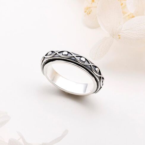 Sterling Silver Anxiety ring for Women Men Fidget Ring Spinner Cross Rings Adjustable Celtic Faith Jewelry Gift for Men Women in Saudi Arabia
