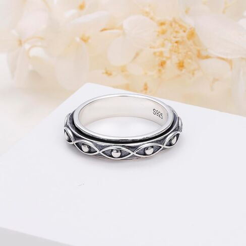 Sterling Silver Anxiety ring for Women Men Fidget Ring Spinner Cross Rings Adjustable Celtic Faith Jewelry Gift for Men Women in Saudi Arabia