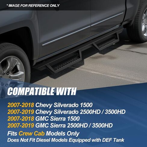 Auto Dynasty Running Boards 2.75 Inches for Truck Compatible with 2007-2019 Chevy Silverado GMC Sierra 1500 2500HD 3500HD Crew Cab, Mild Steel Side Steps, Black Powder Coated Nerf Bars Step Bar in Saudi Arabia