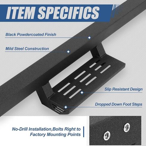 Auto Dynasty Running Boards 2.75 Inches for Truck Compatible with 2007-2019 Chevy Silverado GMC Sierra 1500 2500HD 3500HD Crew Cab, Mild Steel Side Steps, Black Powder Coated Nerf Bars Step Bar in Kuwait