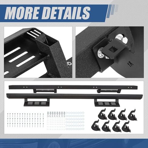 Auto Dynasty Running Boards 2.75 Inches for Truck Compatible with 2007-2019 Chevy Silverado GMC Sierra 1500 2500HD 3500HD Crew Cab, Mild Steel Side Steps, Black Powder Coated Nerf Bars Step Bar in Kuwait