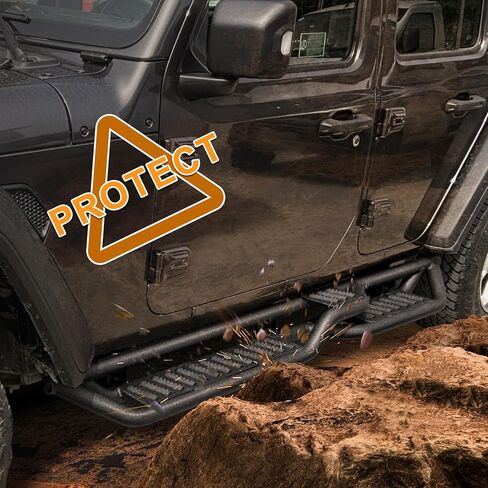 Running Boards Fit for Jeep Wrangler JL 4 Doors 2018-2025, Two-Stairs 5 Inches Width Off-Road Side Steps Heavy-Duty Steel Rock Sliders Step Bars Slip-Proof Textured Black in Saudi Arabia