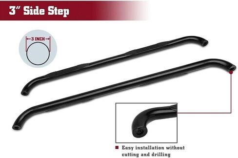 TAC Side Steps Compatible with 2019-2025 Chevy Silverado/GMC Sierra 1500 Crew Cab | 2020-2025 Silverado/Sierra 2500 3500 Crew Cab Truck Pickup 3" Black Side Nerf Bars Running Boards 2pcs in Saudi Arabia