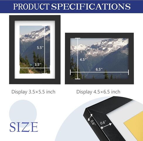 An&He 5 x 7 Picture Frame Set of 1, Black Photo Frame, Wooden Picture Frame with High Definition Glass for Wall & Tabletop Display in Saudi Arabia