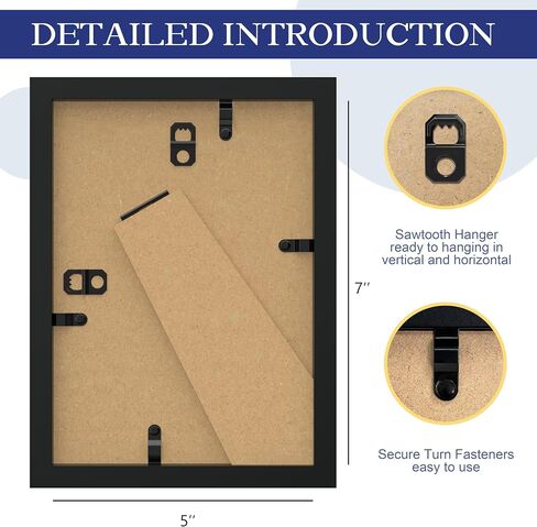 An&He 5 x 7 Picture Frame Set of 1, Black Photo Frame, Wooden Picture Frame with High Definition Glass for Wall & Tabletop Display in Saudi Arabia