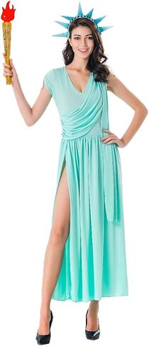 Lady Liberty Costume Statue of Liberty Dress with Crown and Torch Adult in Saudi Arabia