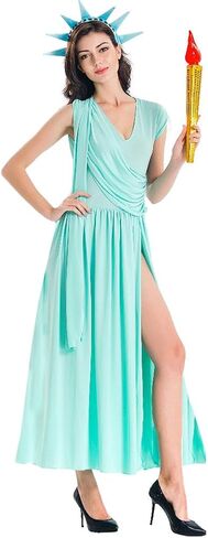 Lady Liberty Costume Statue of Liberty Dress with Crown and Torch Adult in Saudi Arabia