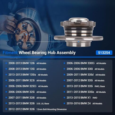 Autoround 513254 Front Wheel Bearing Hub Assembly fit for BMW 328i 325i 330i 335i X1 Z4 325Ci 330Ci 128i 135i 323i, 2 pcs in Saudi Arabia