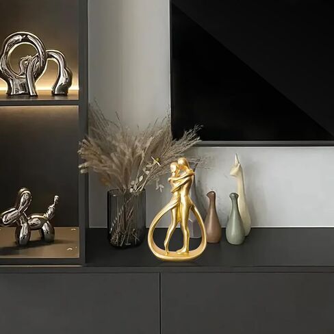 Zayookey Lovers Embrace Statue Romantic Love Figurine Couple Hugging Sculptures Modern Bookshelf Decor Home Decor Aesthetic Sculpture for Office Desk Bedroom Living Room (Lovers) in Kuwait