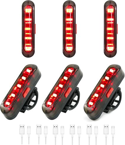 4 Pack Bike Tail Light, Bicycle Rear Light USB-C Rechargeable LED Cycling Safety Flashlight with 4 Light Mode for Road Mountain Night Riding & Adults Kids Men Women, Reflectors Accessories in Kuwait