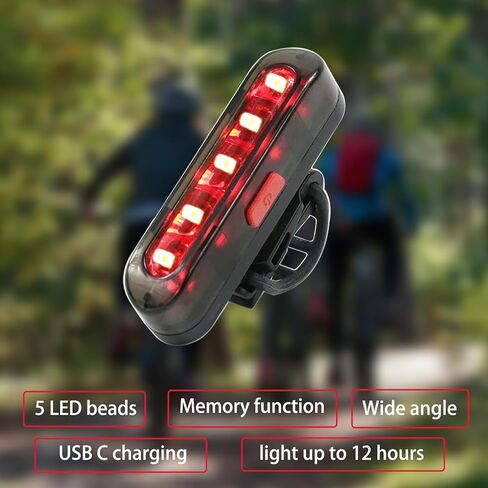 4 Pack Bike Tail Light, Bicycle Rear Light USB-C Rechargeable LED Cycling Safety Flashlight with 4 Light Mode for Road Mountain Night Riding & Adults Kids Men Women, Reflectors Accessories in Kuwait
