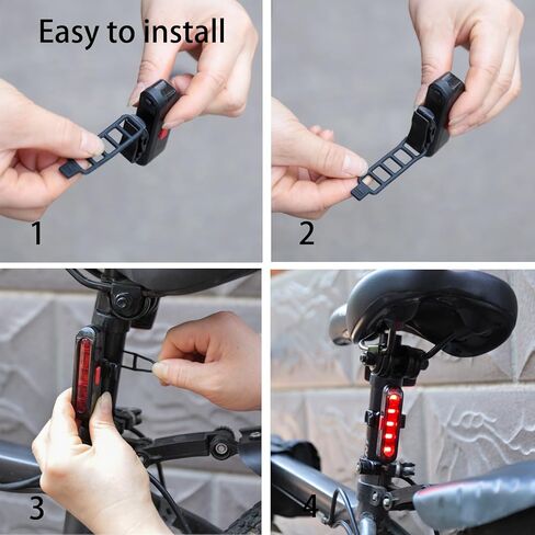 4 Pack Bike Tail Light, Bicycle Rear Light USB-C Rechargeable LED Cycling Safety Flashlight with 4 Light Mode for Road Mountain Night Riding & Adults Kids Men Women, Reflectors Accessories in Kuwait