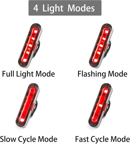 4 Pack Bike Tail Light, Bicycle Rear Light USB-C Rechargeable LED Cycling Safety Flashlight with 4 Light Mode for Road Mountain Night Riding & Adults Kids Men Women, Reflectors Accessories in Kuwait