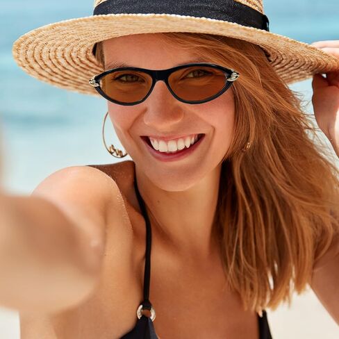 Cat Eye Sunglasses for Women Chic Retro Oval 90s Sunnies Lightweight Small Shades Trendy UV protection Sun Glasses in Kuwait