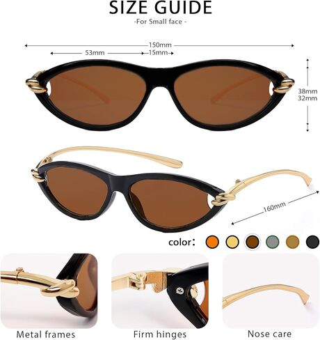 Cat Eye Sunglasses for Women Chic Retro Oval 90s Sunnies Lightweight Small Shades Trendy UV protection Sun Glasses in Kuwait