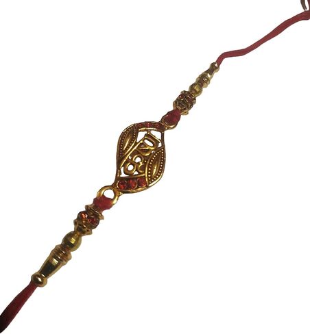 Rakhi for Brother - مجموعة هدايا كريشنا المصنوعة يدويًا | Bhaiya Bhabhi التقليدية Kundan Floral Rakhee ، الخيط الأحمر ، بيرل آند ستون تزيين | راكشاباندهان سوار أخت أخي in Saudi Arabia