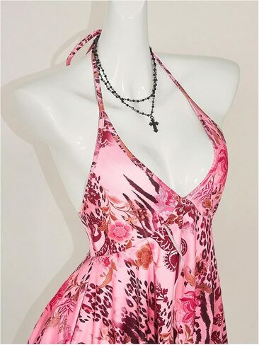 نساء Y2K Paisley Floral Halter Tops بلا أكمام منخفضة الكشكش تنحن in Kuwait