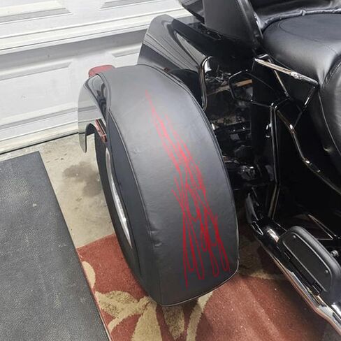 Flame الخلفي Trike Fender Bra for Harley Tri Glide Ultra Classic Flhtcutg 2009-2023 ، Street Glide Trike Flhxxx 2010-2011 ، Pu Leather in Kuwait
